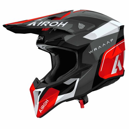 Airoh Helm | Wraaap | Conquer |  schwarz/grau-weiß-rot