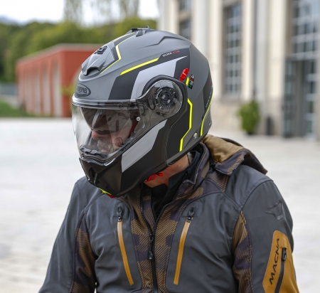 Caberg Helm | Duke Evo | Move | matt-gun metallic/schwarz-fluo-gelb