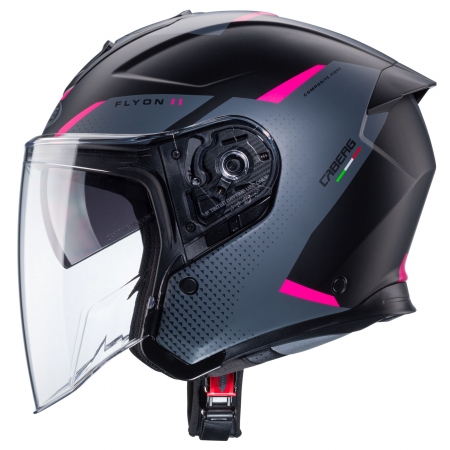 Caberg Helm | Flyon II | Boss | matt-schwarz/grau-Fuchsia