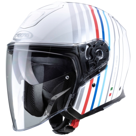 Caberg Helm Flyon Bakari weiß/silber-blau-rot