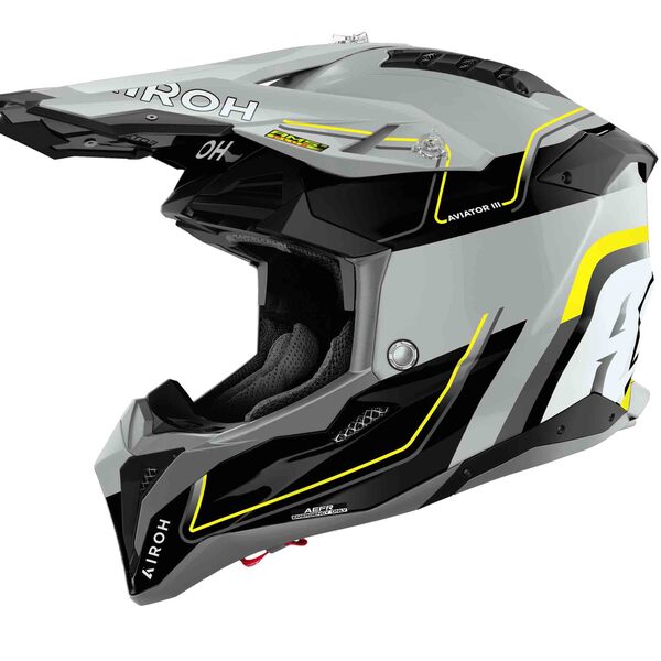 Airoh Helm | Aviator 3 | Leader | grau/schwarz-fluo-gelb