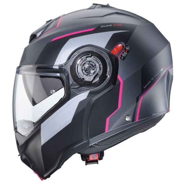 Caberg Helm | Duke Evo | Move | matt-gun metallic/schwarz-Fuchsia