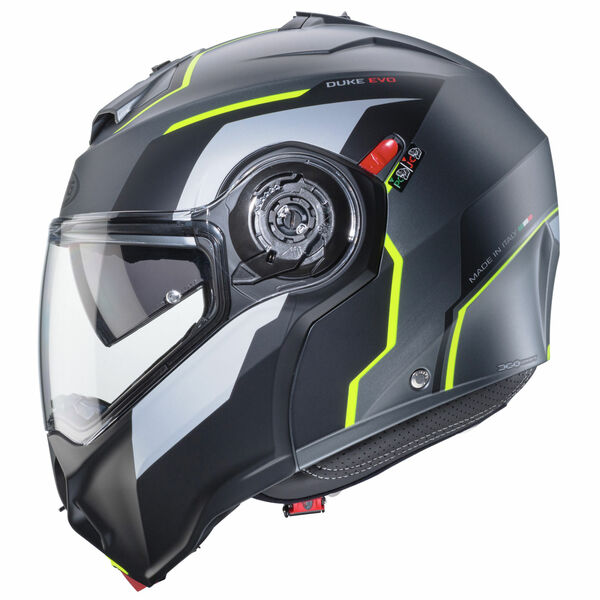 Caberg Helm | Duke Evo | Move | matt-gun metallic/schwarz-fluo-gelb