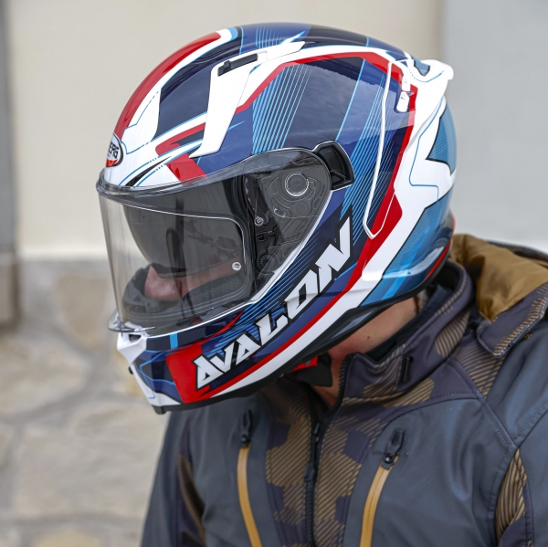 Caberg Helm | Avalon X | Optic | weiß/blau-rot