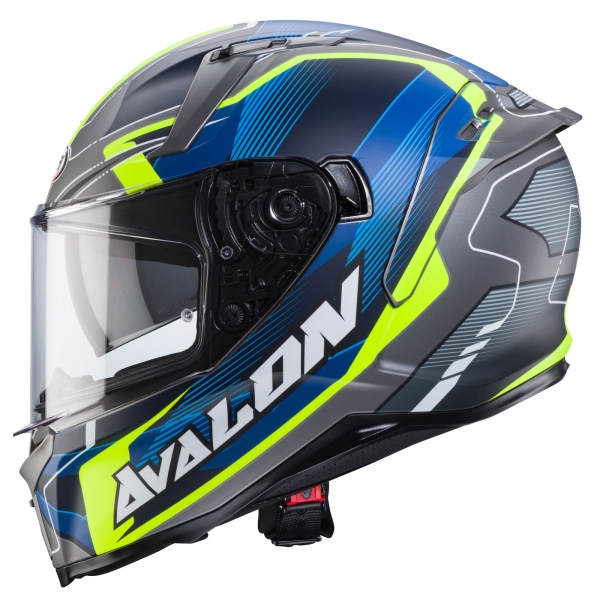Caberg Helm | Avalon X | Optic | matt-grau/blau-fluo-gelb