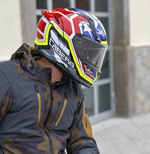 Caberg Helm | Avalon X | Track | schwarz/fluo-gelb-rot-blau