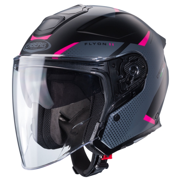 Caberg Helm | Flyon II | Boss | matt-schwarz/grau-Fuchsia