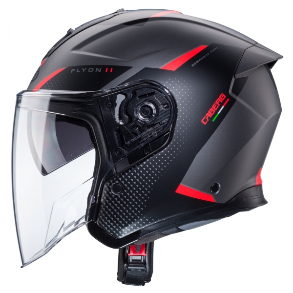 Caberg Helm Flyon II Boss matt-grau/rot-schwarz