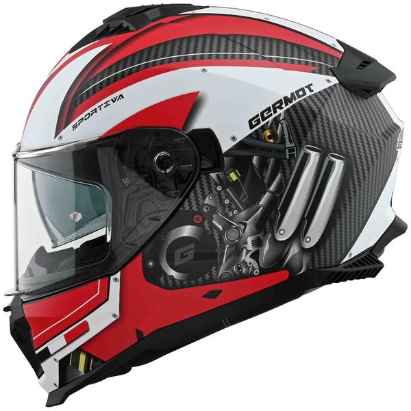 Germot Helm | GM 811 | matt-schwarz/rot-weiß