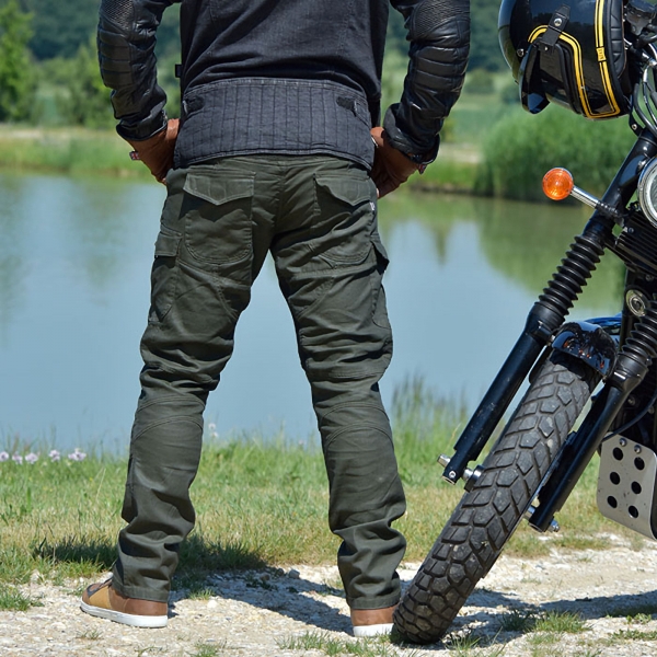 TRILOBITE Motorrad Jeans ACID SCRAMBLER khaki mit Protektoren Knie Hüfte 34/32 